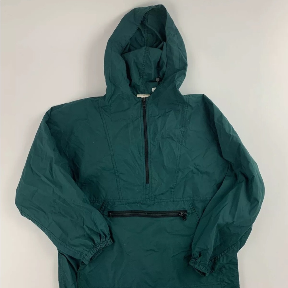 LL BEAN Rain Men's M 1/4 Zip Nylon Hoodie VINTAGE